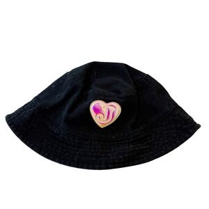 Juicy Couture Pink‎ Black Bucket Hat Reversible Heart J Logo Y2K Vintage